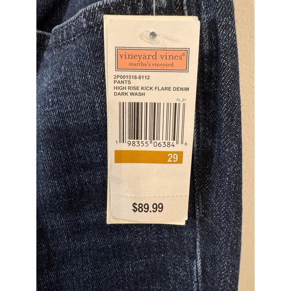 Vineyard Vines High Rise Kick Flare Jeans Size 29 Dark Wash Stretch USA NWT - Picture 3 of 9
